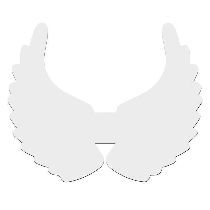 Set 10 aripi de inger din MDF, alb, 55x45mm, pentru decoupage si scrapbooking