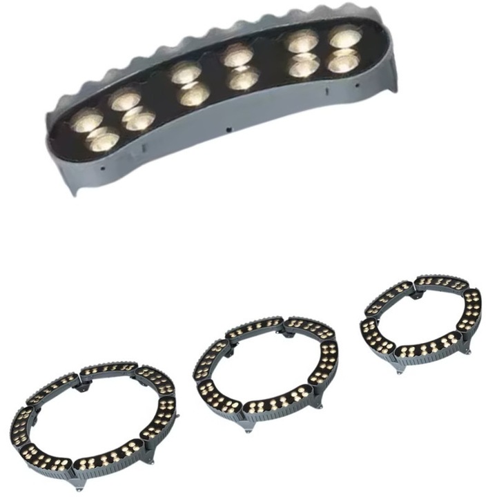 Moduláris LED-es kültéri hangulatlámpa, dekoratív fa és kerti világítás, 12W, meleg/hideg fehér fény, IP65-ös ellenállás, 4-5-6 darabból konfigurálható a fa átmérőjétől függően, gyűrűs lámpák fákhoz