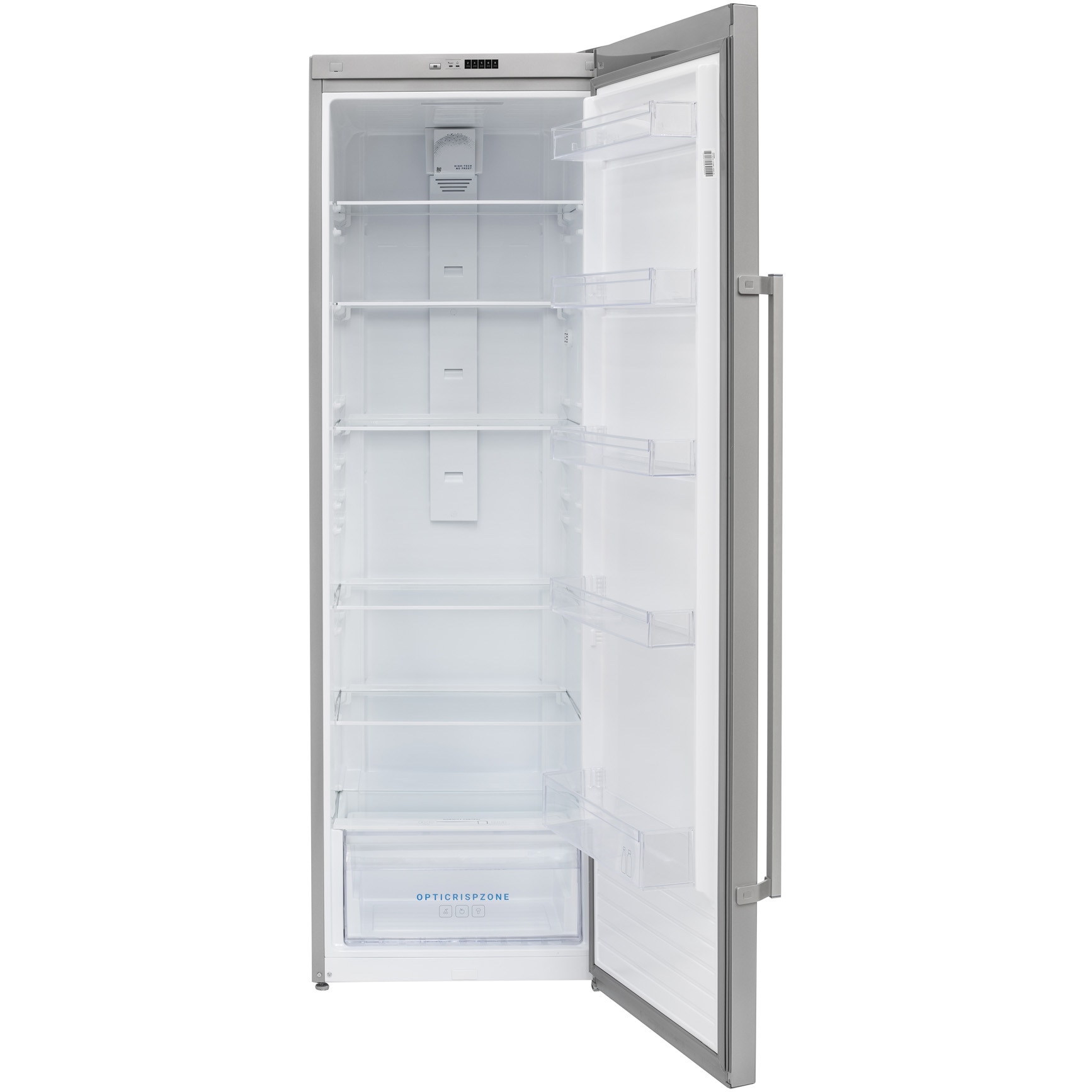 Frigider cu o usa Daewoo, de tip static, capacitate neta 396 L, clasa energetica E, 6 rafturi de depozitare + 1 sertar, culoare Silver