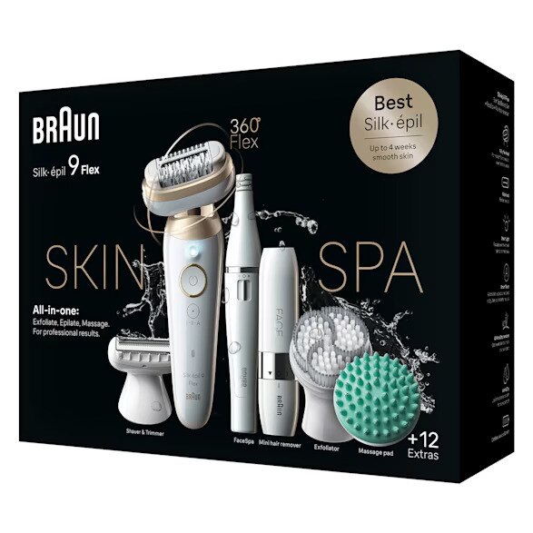 Epilator Braun Silk Epil 9 Flex SkinSpa 9 681 3D Set All in One Alb 