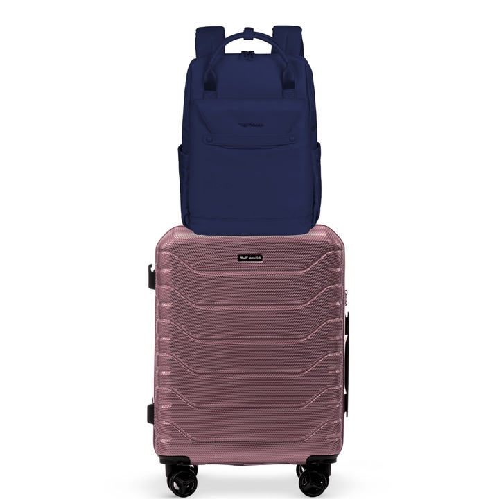 Zestaw Plecak Skylark Blue I Walizka Kabinowa Crake R.gold 20"