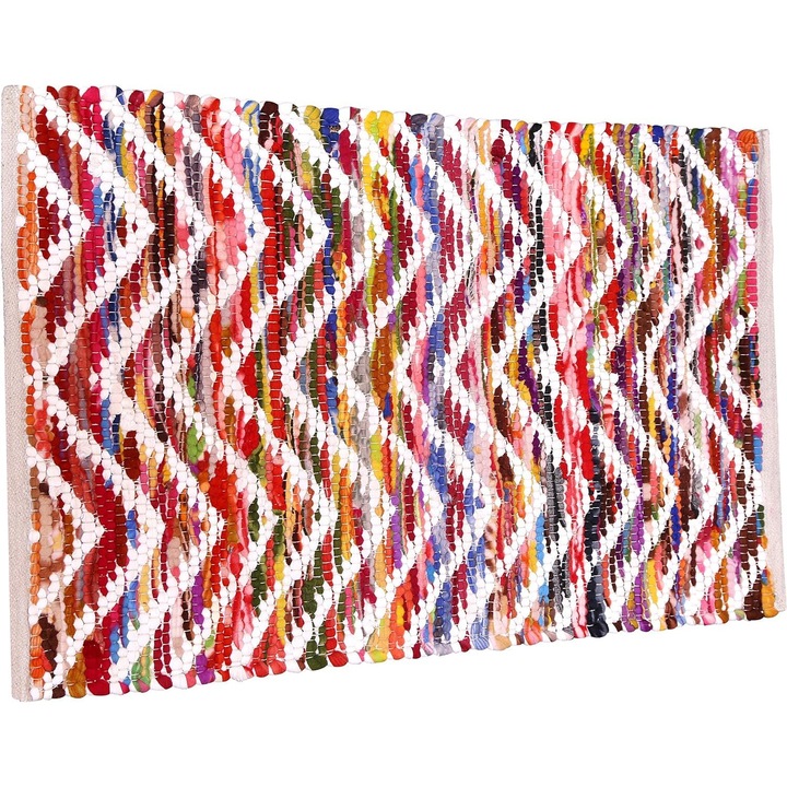 Covor dreptunghiular din jute natural, 60x90 cm, colorat, lucrat manual