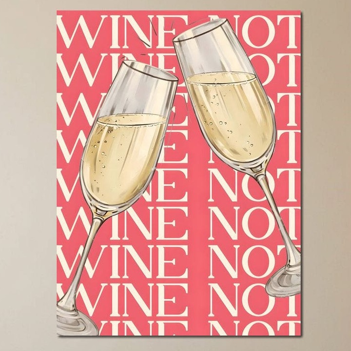 Tablou Canvas Premium, LuxCanva® N1162, Distractie la Pahar, 75 X 100 CM, Panza Bumbac 100% 400g/m2, Sasiu Lemn, Sampanie, Pahare, Toast, Spumant, Modern, Party, Pub, Bar, Lounge, Restaurant, Bucatarie