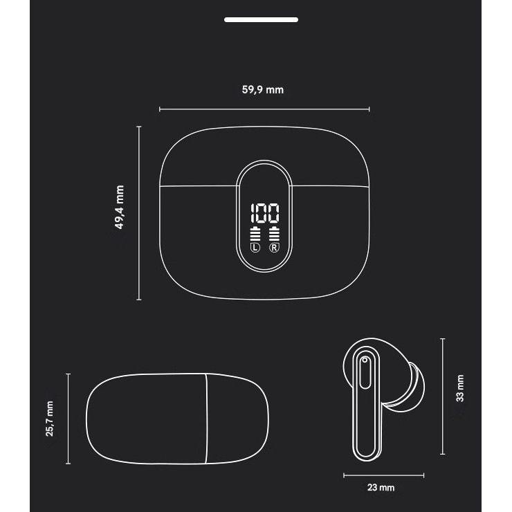 Casti bluetooth wireless, fara fir, in-ear, audio de inalta calitate ...
