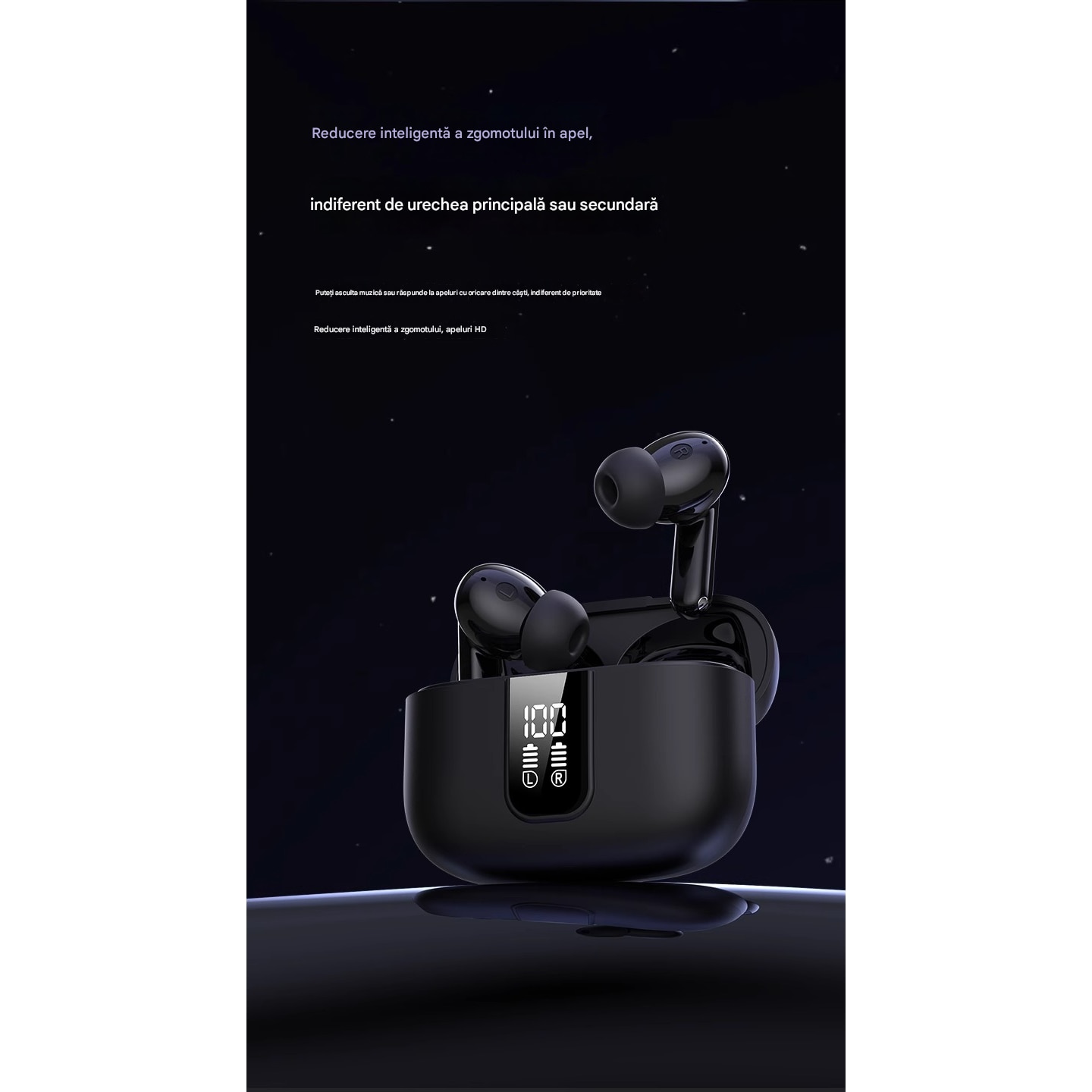 Casti bluetooth wireless, fara fir, in-ear, audio de inalta calitate ...