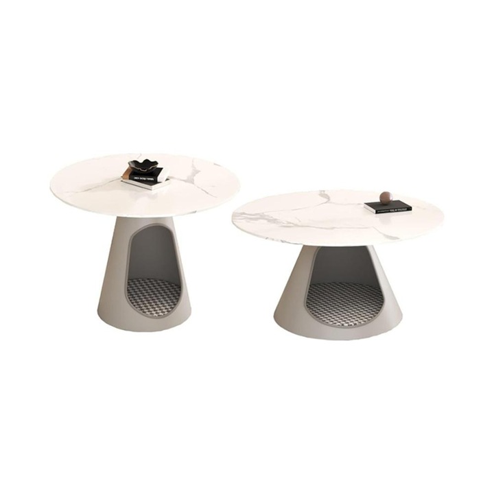 Set Masute Cafea KJCT065, alb, 45x70x40cm / 32x50x46cm