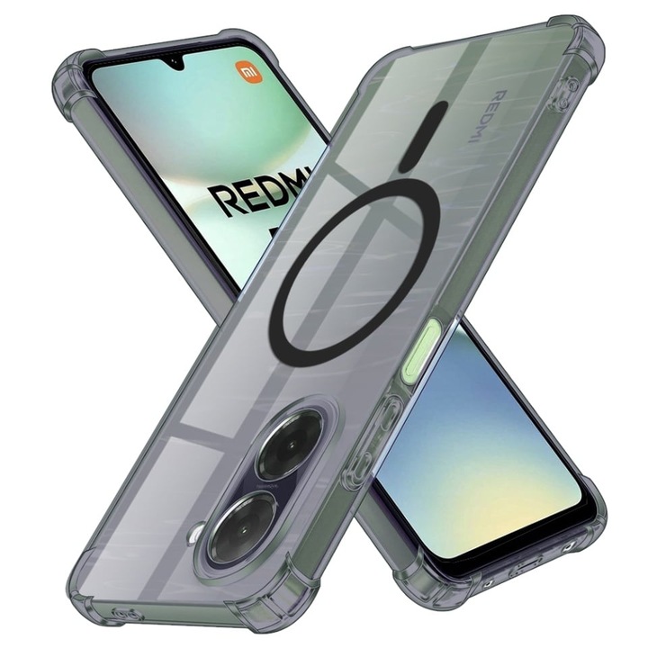 Husa pentru Xiaomi Redmi A5 4G (Standard), SKYDDAR INNOVATION, Shockproof MagSafe din silicon, set cu sticker, Fumuriu