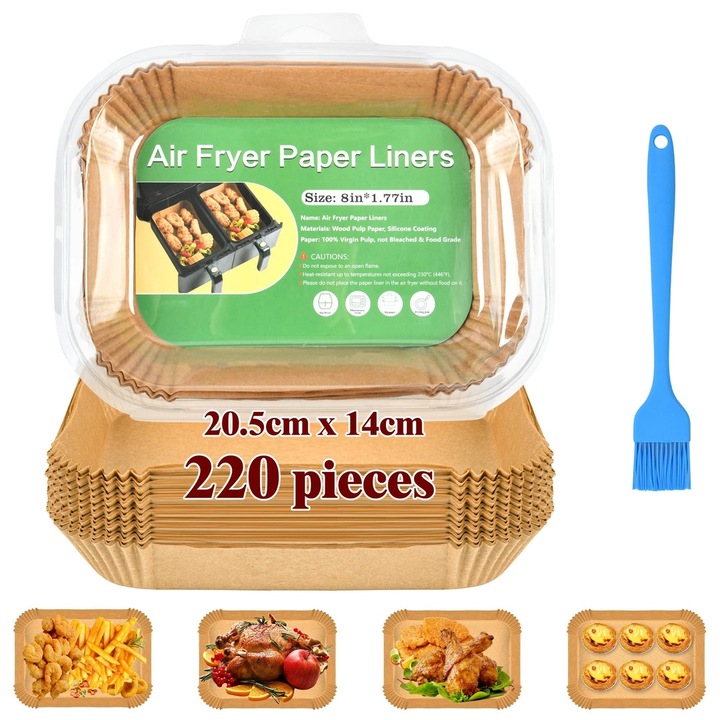 Set de hârtie de copt pentru friteuza cu aer Ninja, 220 bucăți, 20, 5x14cm, dreptunghiulară, accesorii