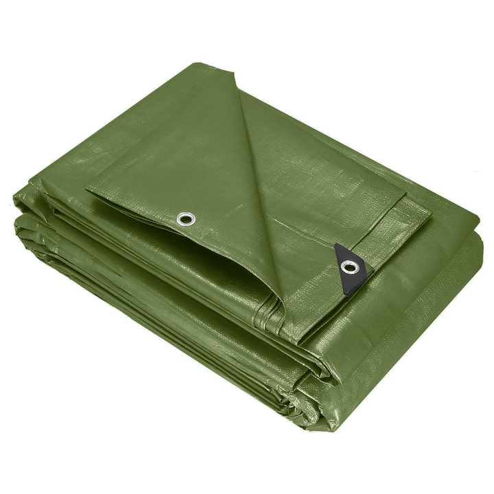 Prelata de Protectie Impermeabila, impotriva Zapada, Ploaie, Vant, din Polietilena Laminata, 120g/m2, Protectie UV, 4x5m, Verde