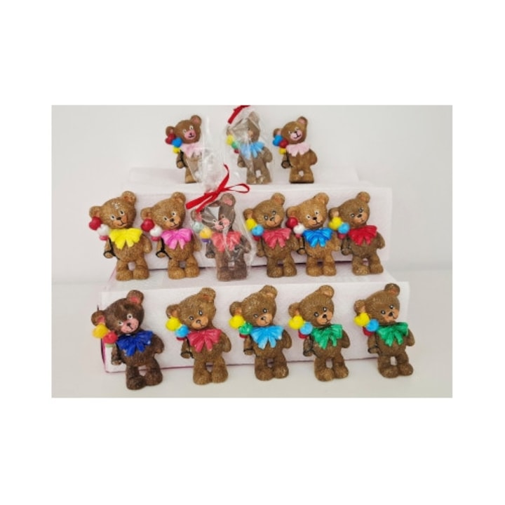 Ursulet cu baloane, marturie botez, culoare maro, personalizata, ambalaj elegant