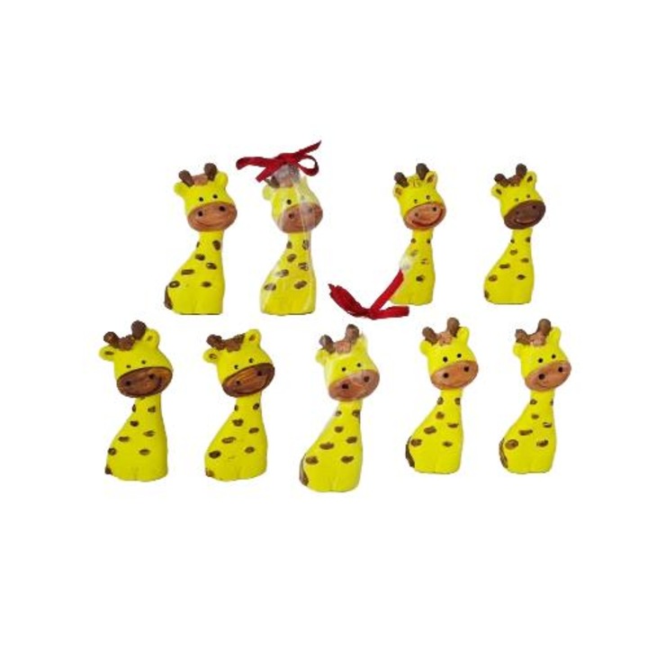 Girafa marturie botez, realizata manual, galben-maro, cu eticheta personalizata si ambalaj elegant