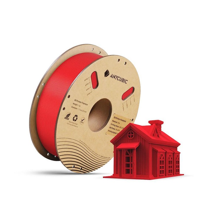 Anycubic PLA szál, 3D nyomtatóhoz, 1.75mm, 1kg, piros