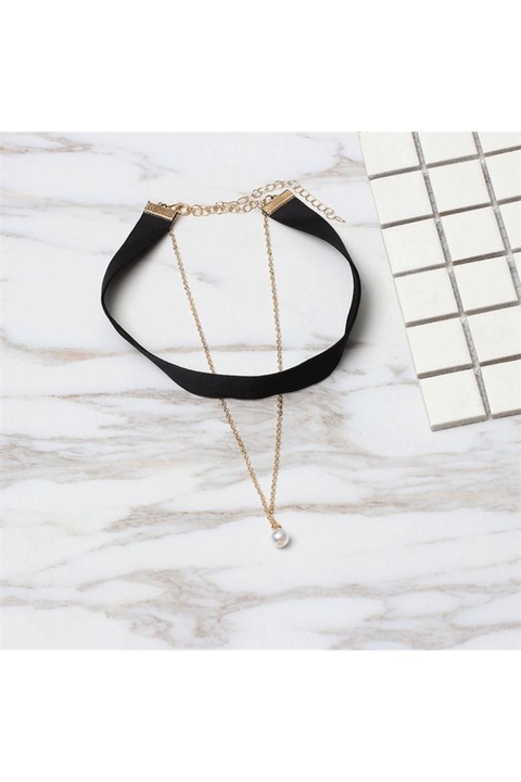 Colier pentru femei, Carla, Charlie, negru-auriu, One size