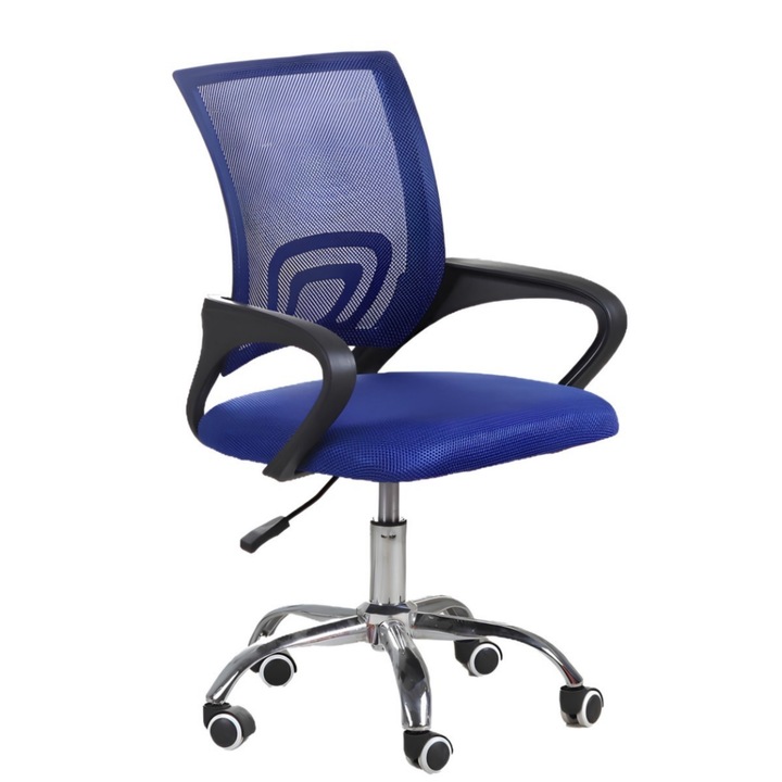 Scaun birou ergonomic DacEnergy©, sezutul cu burete si mesh, design simplu si modern, greutate suportata 100 kg, inaltimea 84-94 cm, albastru si negru