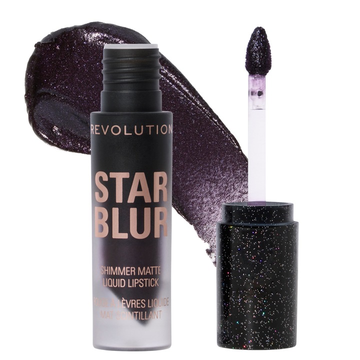Течно червило Revolution Star Blur матово с брокат Midnight Eclipse