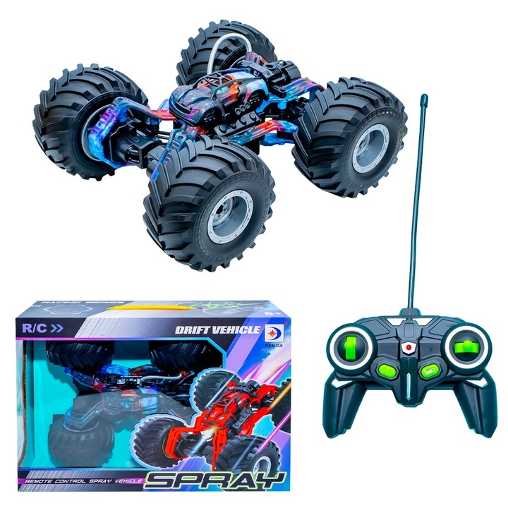 Masina Drift cu RC, efect de abur, control viteza, acumulator, multicolor