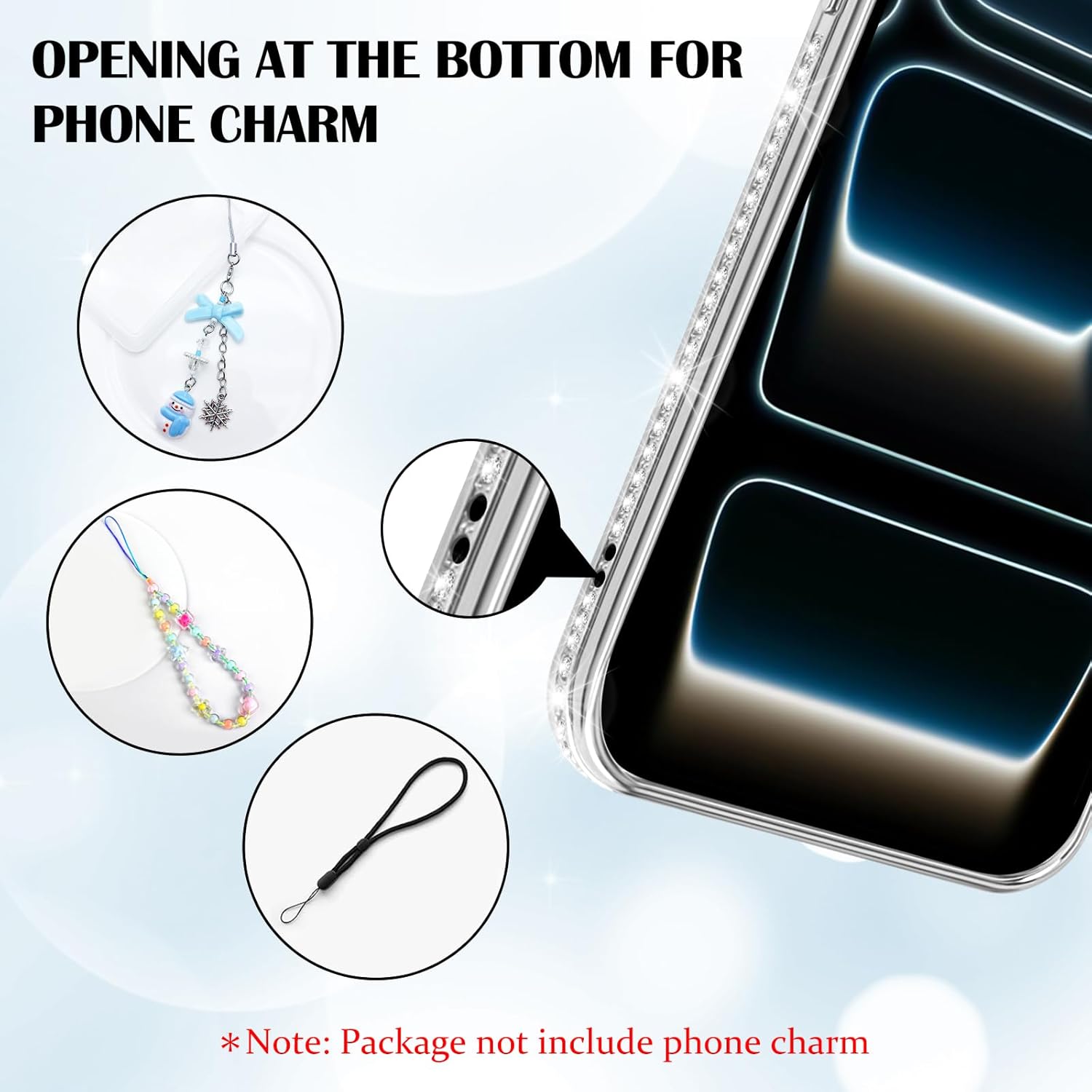 Husa compatibila cu IPhone 17 Pro Max, Compatibila cu MagSafe, Contur Silver cu Pietre