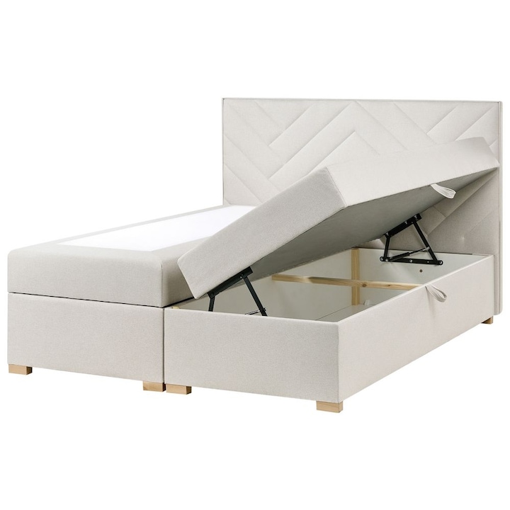Boxspring ágy tárolóval Esquire 160 x 200 cm Törtfehér