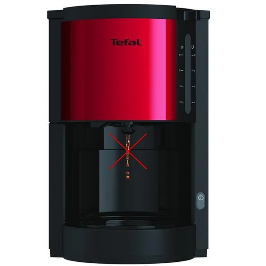 Cafetiera Tefal CM310511, 1100 W, 1.25 L, sistem anti‑picurare, oprire automata, Rosu