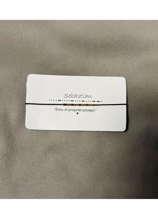 Bratara Cod Morse, matase, design minimalist, neagra