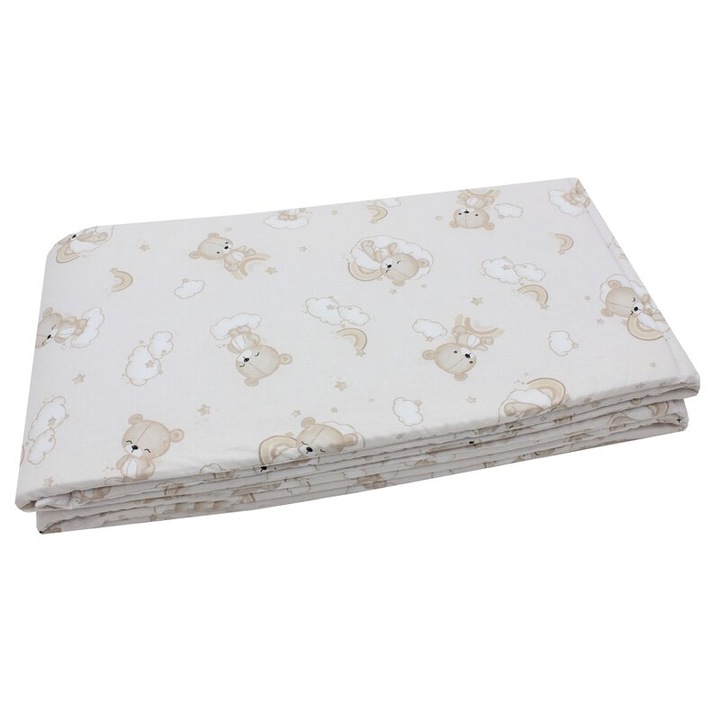 Set 2 aparatori, bumbac, Ursulet crem pe norisor, 120x60 cm, crem