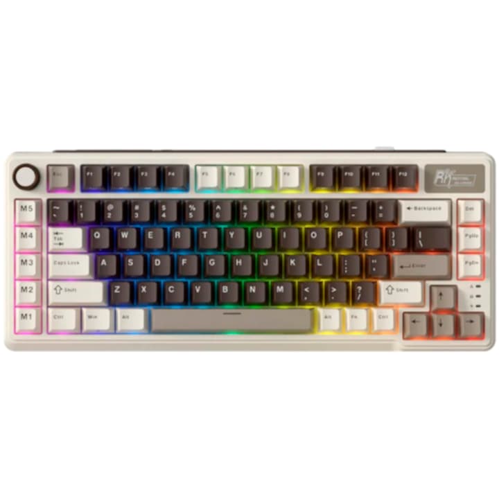 Royal Kludge RK-L75 Gamer billentyűzet, Cream kapcsoló, RGB világítás, vezetékes, vezeték nélküli 2.4Ghz, Bluetooth, többszínű