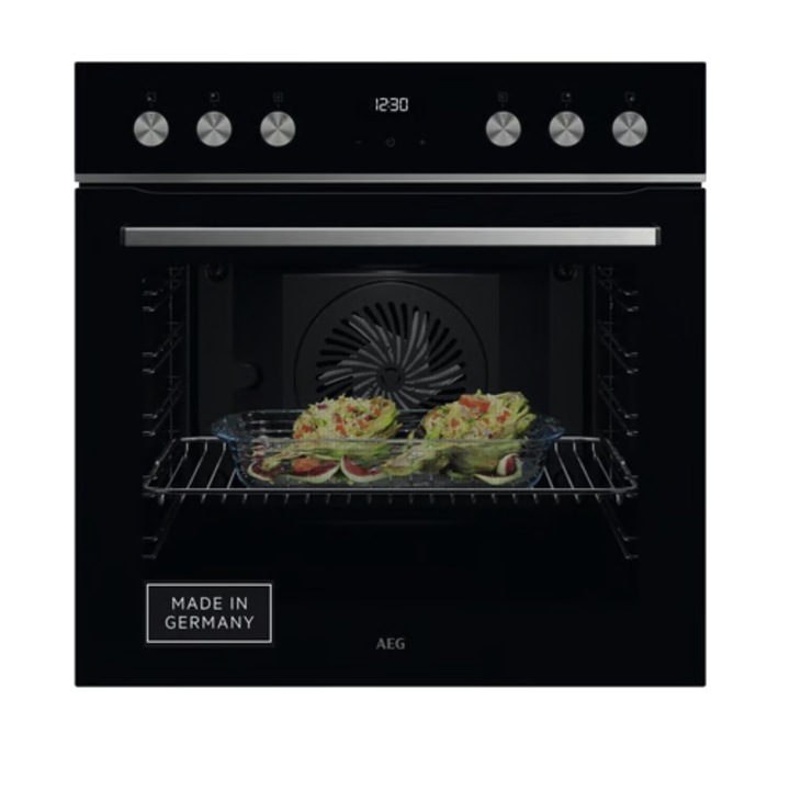 Set cuptor incorporabil cu plita inductie AEG EX32INDT2, 8 moduri de incalzire, 14 niveluri, functie Power, Hob2Hood®, negru