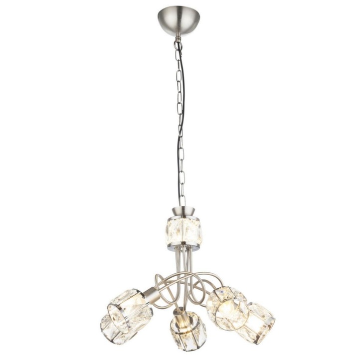 Лампа GLOBO Kris 54356-5H, хромиран метал, 5 кристални абажура, топла светлина, 400x1300мм