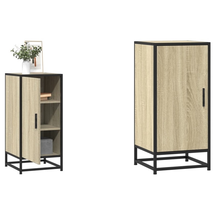 Dulap, stejar sonoma, 35.5x35x76 cm, lemn prelucrat si metal