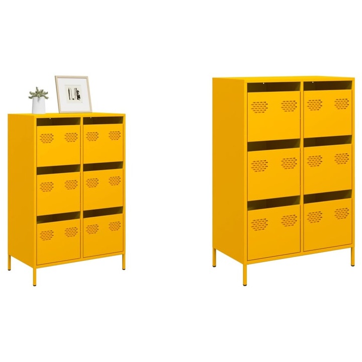 Dulap inalt, galben mustar, 68x39x101.5 cm, otel