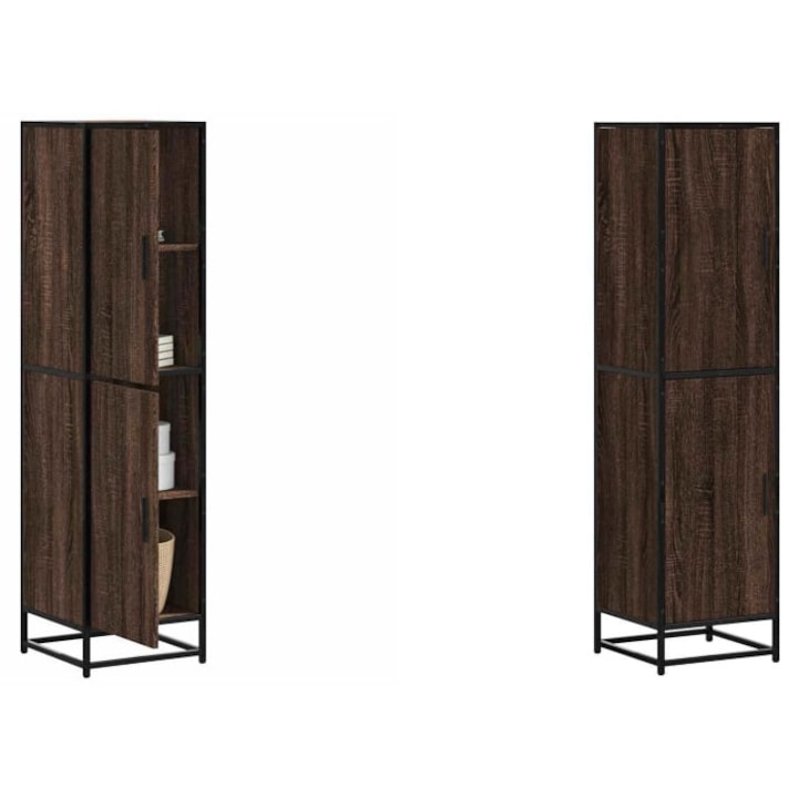 Dulap, stejar maro 35.5x35x139 cm lemn si metal prelucrat