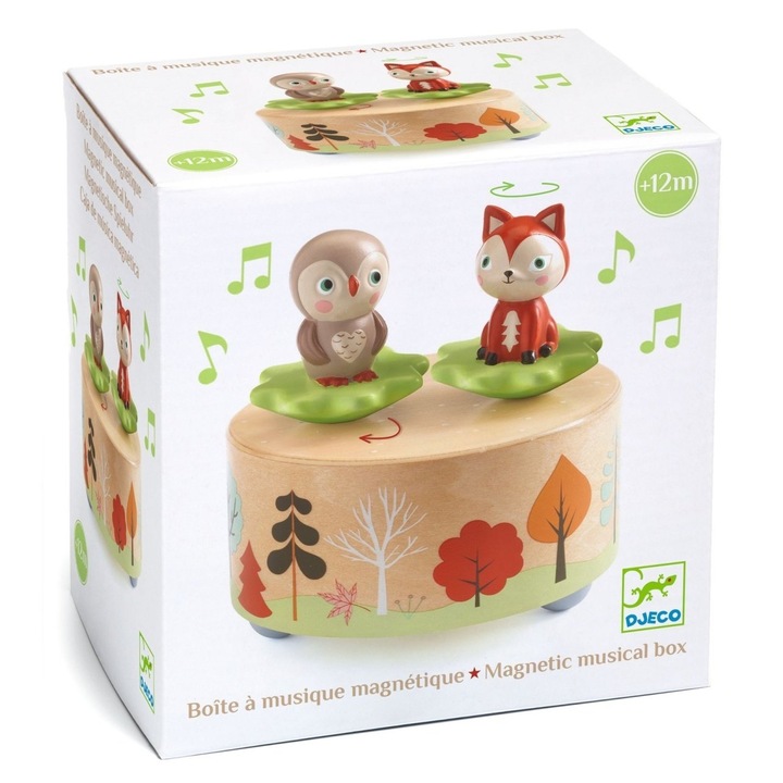 Cutie muzicala magnetica, cu bufnita si vulpe, Djeco, Melodie: "Toy Symphony", +12 luni