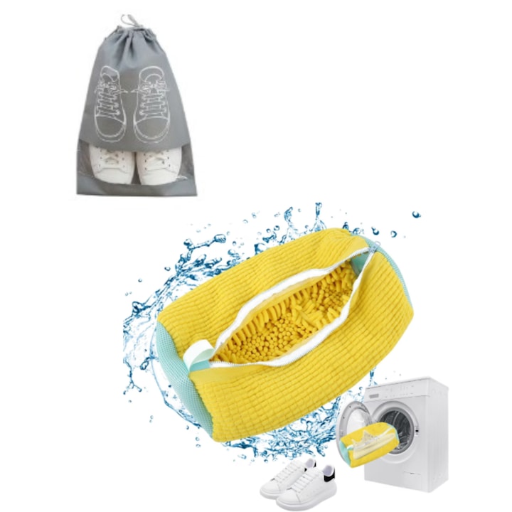 Sac de spalat incaltaminte QUANDES® - Saculeti pentru rufe, reutilizabile, pentru Pantofi Sport, Ghete, Papuci cu Husa pentru protectie incaltaminte, Galben