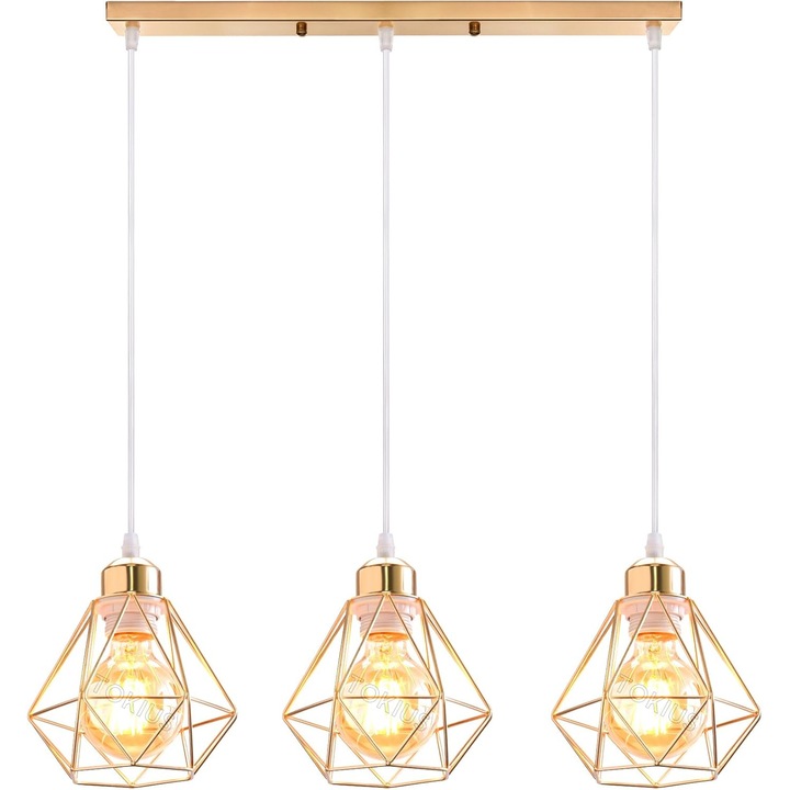 Plafoniera, Lampa Suspendata, Model Vintage, E27, Auriu - CN