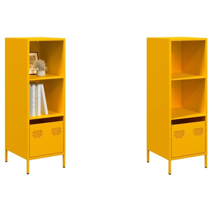 Dulap inalt, galben mustar, 35x39x103.5 cm, otel