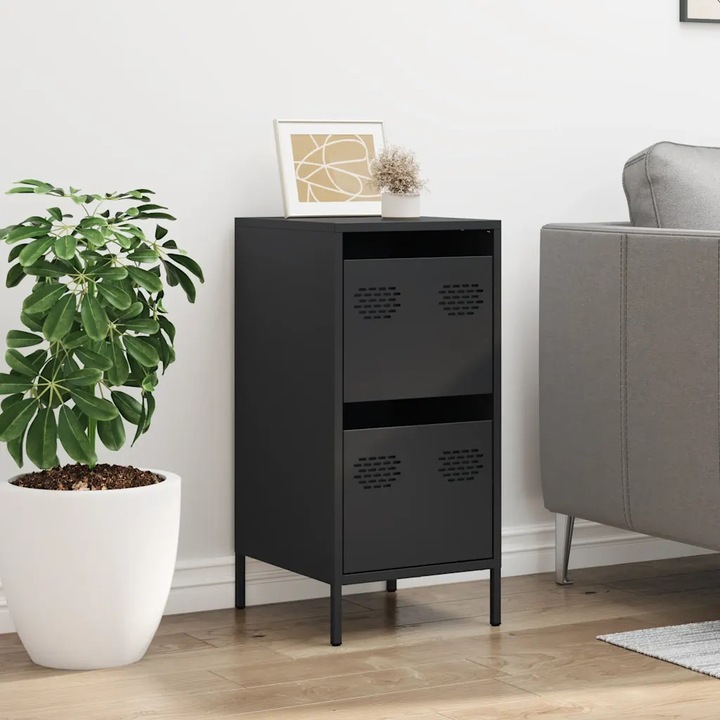 Dulap, negru, 35x39x73.5 cm, otel laminat la rece