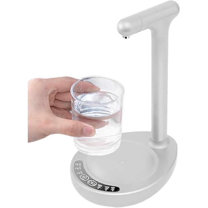 Pompa Electrica pentru Bidon de Apa, USB Reincarcabil 1200mAh, Dozator Portabil si Pliabil, Compatibil 5–19L, Ideal pentru Acasa, Birou, Camping, Flux Rapid, Plastic ABS + Furtun Silicon Portable Detachable and Effortlessly Clean for Kitchen