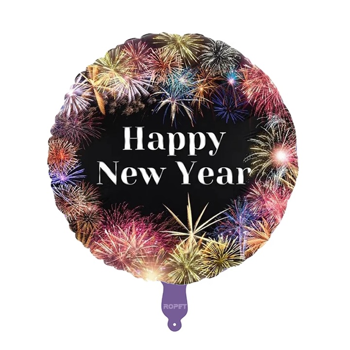 Balon Folie Happy New Year, 45cm, multicolor