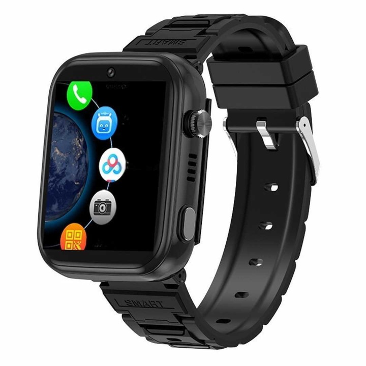 LUMAUDiO TinyTrail 4G okosóra gyerekeknek GPS-szel, videóhívással, kémfunkcióval, szülői felügyelettel, előlapi kamerával, IP67 vízállósággal, FEKETE