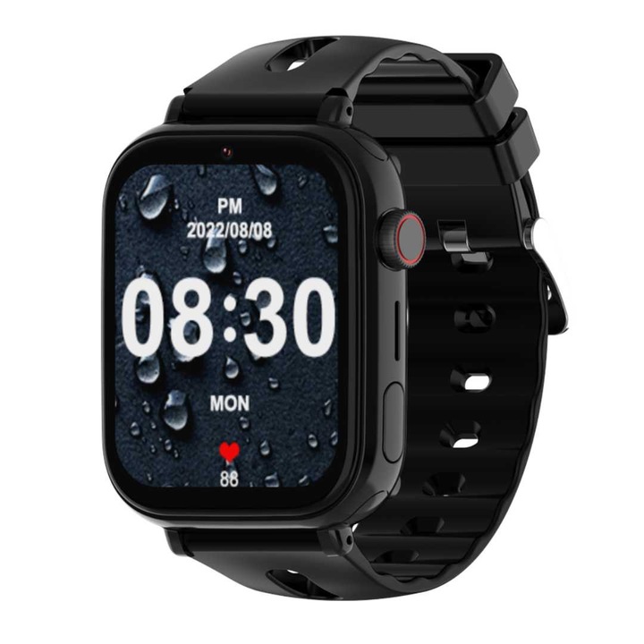 Ceas Smartwatch copii LUMAUDiO® Track 4G cu GPS precis, apeluri video HD, control parental, buton SOS, camera frontala, ecran 1.85”, Negru
