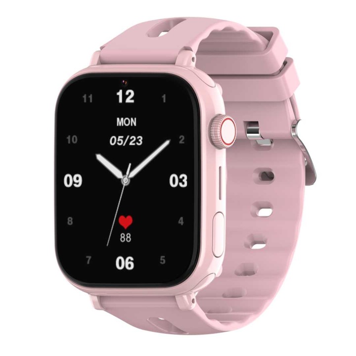 Ceas Smartwatch copii LUMAUDiO® Track 4G cu GPS precis, apeluri video HD, control parental, buton SOS, camera frontala, ecran 1.85”, ROZ