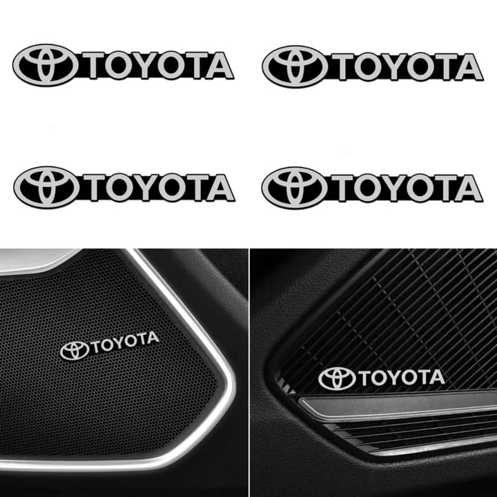 ARRRD® 4 db-os matricakészlet, Audio Autó Logó Toyota – Prémium Alumínium, Személyre szabott Toyota-hoz