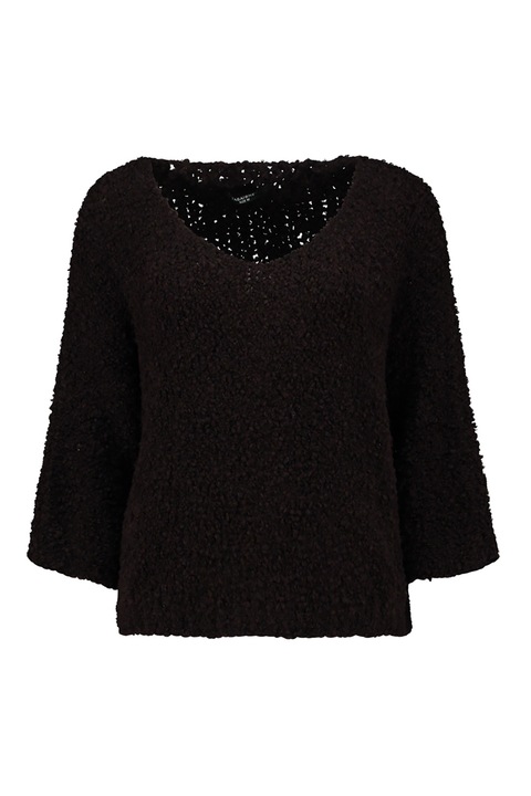 Zabaione, Pulover din amestec de lana si lana alpaca cu decolteu in V, Maro inchis