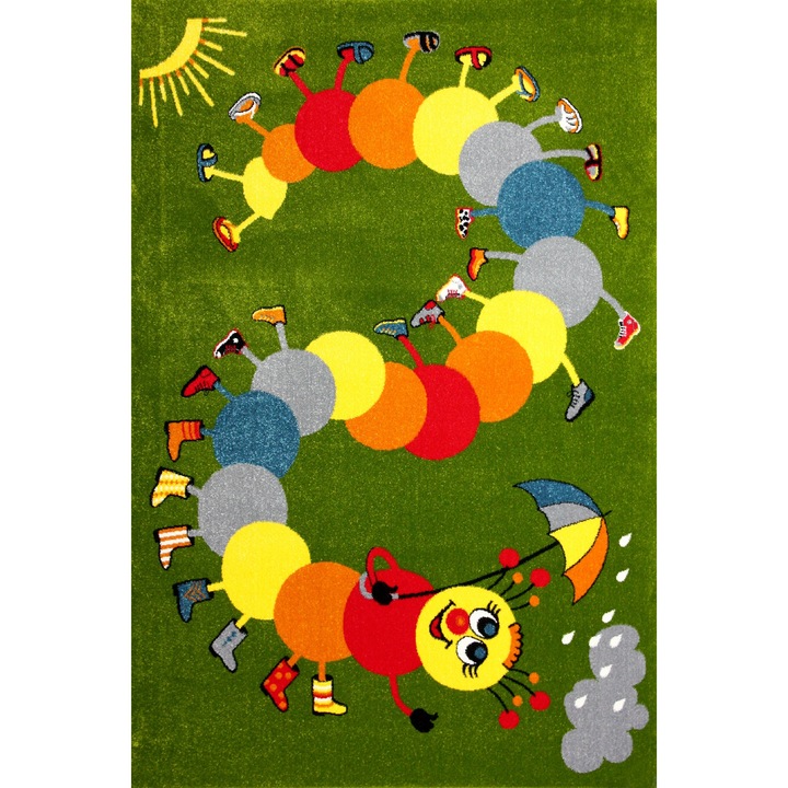 Covor Pentru Copii, Kolibri Omida 11057, Verde, 160x230 cm, 2300 gr/mp