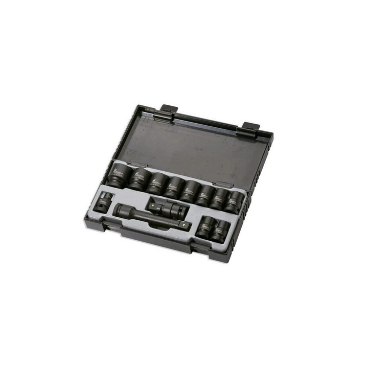 Set 13 chei tubulare de impact, JBM JB-52341, 1/2", 10-24 mm, adaptor, prelungitor, Hex