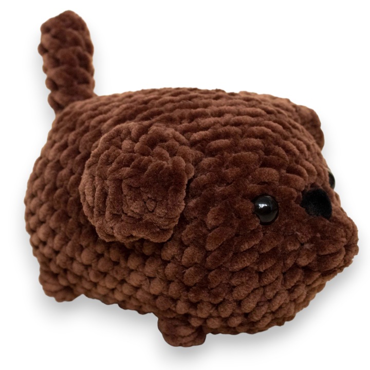 Jucarie Caine maro crosetat din fir de plus, Mirinka, realizat manual, 15 cm