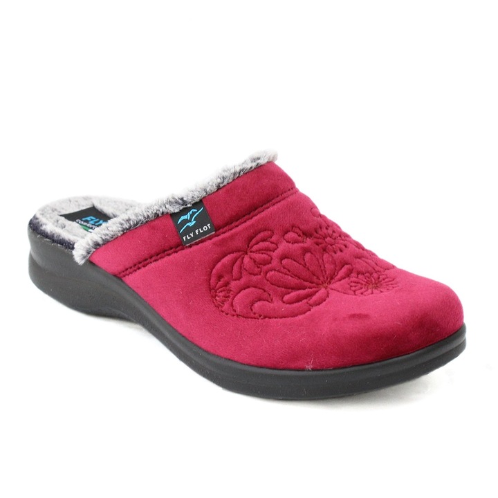 Fly Flot Papuci de casă de damă Fly Flot, bordo, cu căptușeală călduroasă H9Z15PA 07699