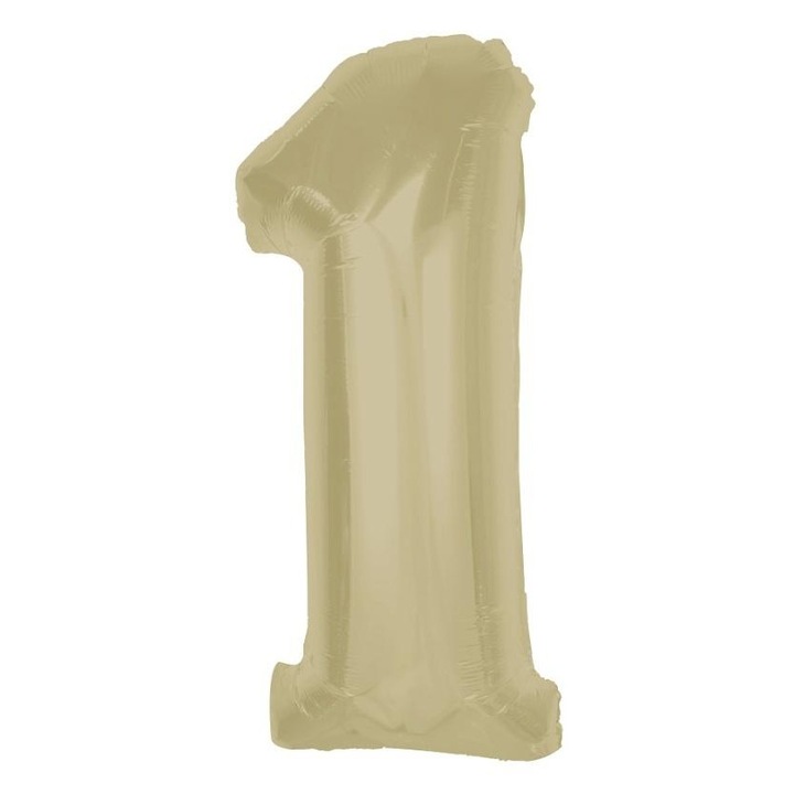 Фолиев балон, Smart, цифра 1, матово лате, 92см, комплект 1 бр