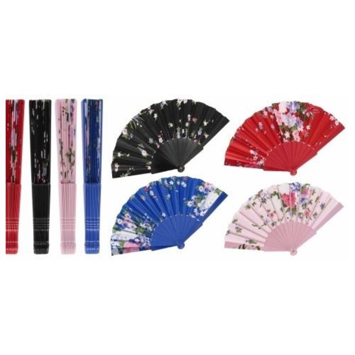 Mega Creative dekoratív legyező, virágok, 23 cm, többszínű, vegyes szett