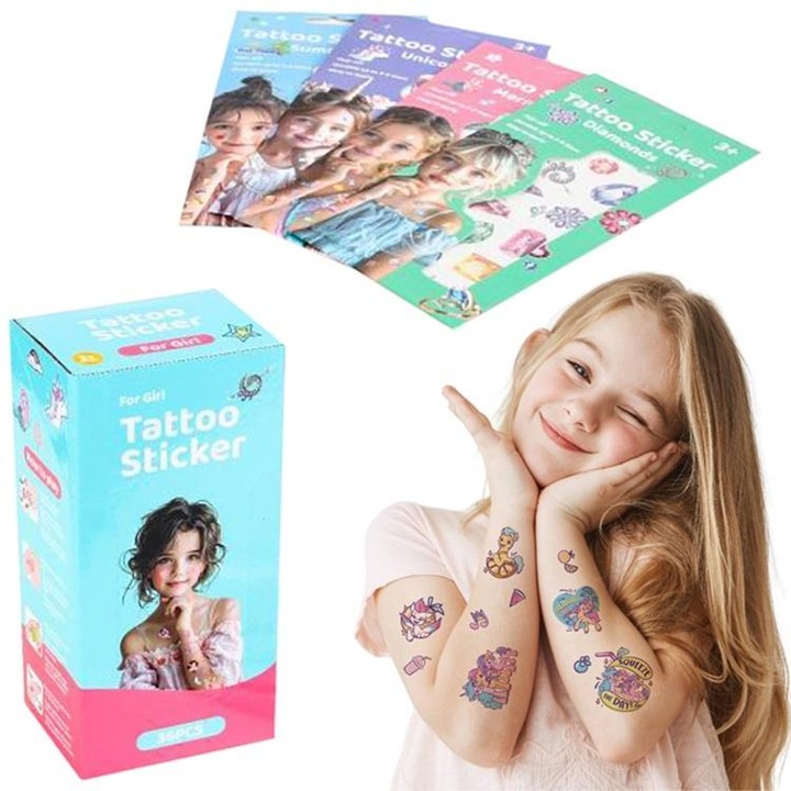 Tatuaje temporare pentru copii, TRIFOX, set 50 bucati, multicolor, 23x11cm